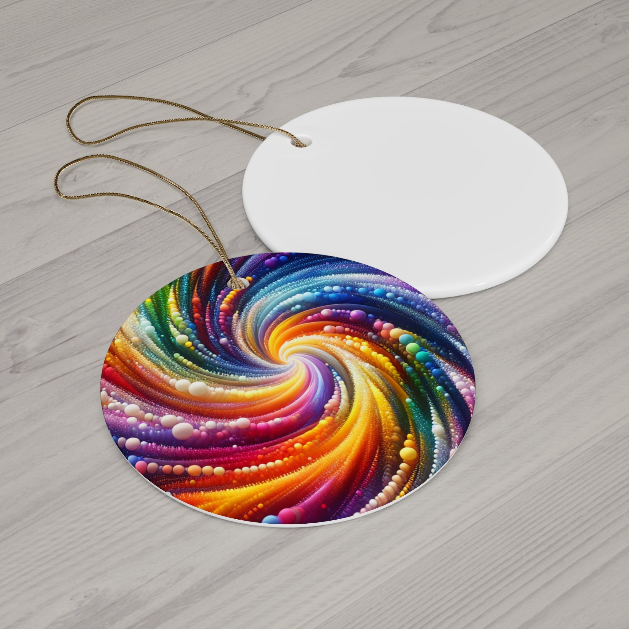 Vibrant Color Swirl Holiday Ceramic Ornaments - 4 Shapes for Festive Decor