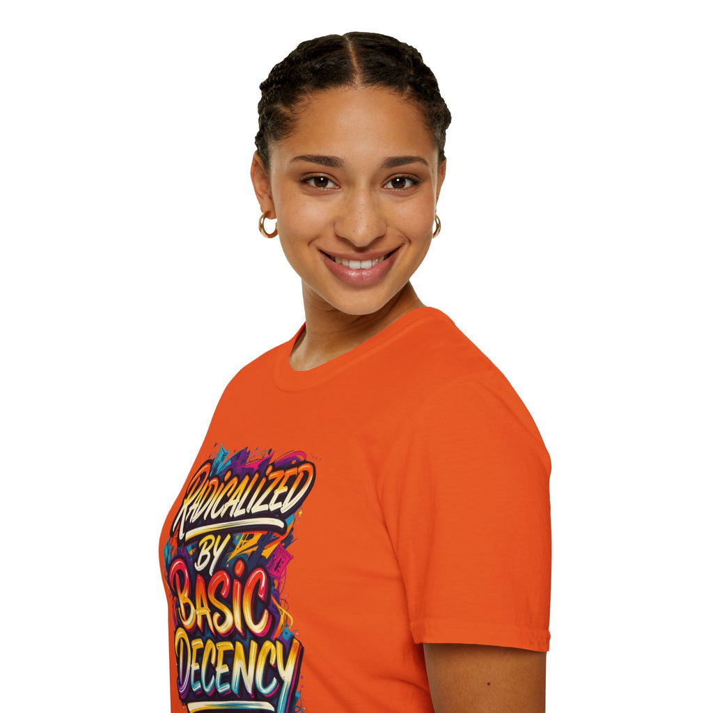 Radicalized by Basic Decency T-Shirt Colorful Graffiti Typography