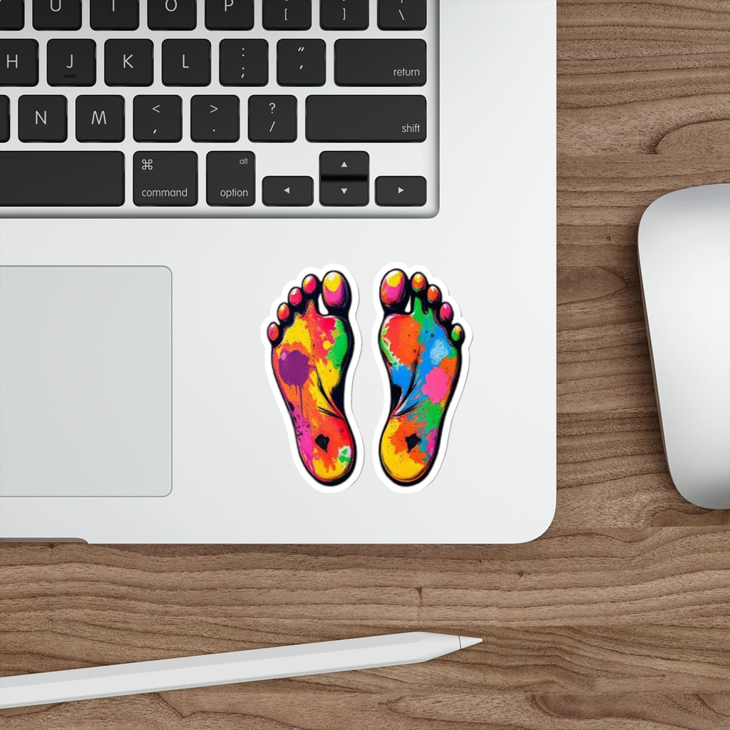 Die-Cut Stickers - Rainbow Paint Splatter Feet