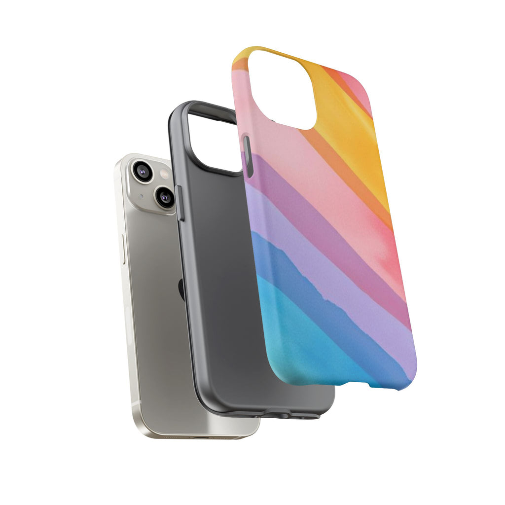 Colorful Diagonal Watercolor Tough Phone Case for iPhone