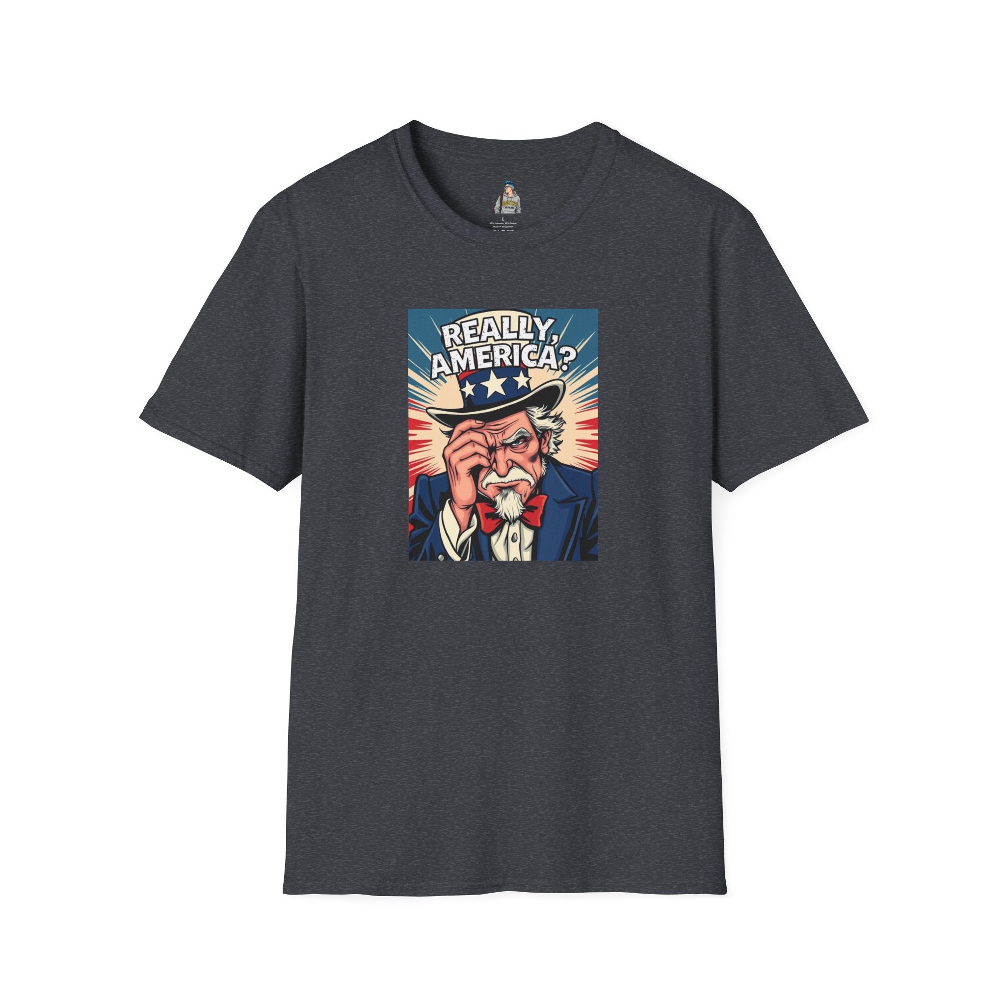 Uncle Sam in disbelief Really, America? Unisex softstyle T-Shirt