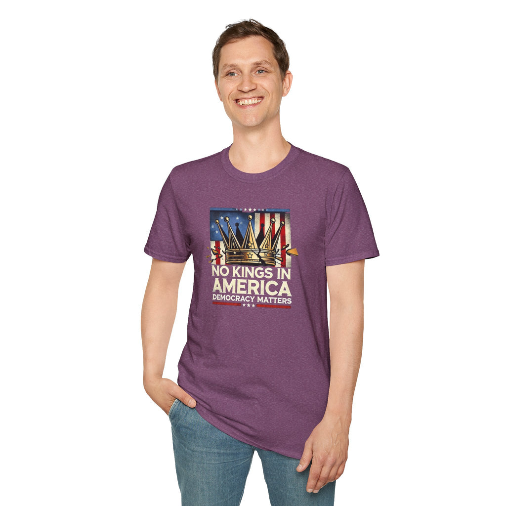 No Kings in America-Democracy Matters  Unisex Softstyle T-Shirt
