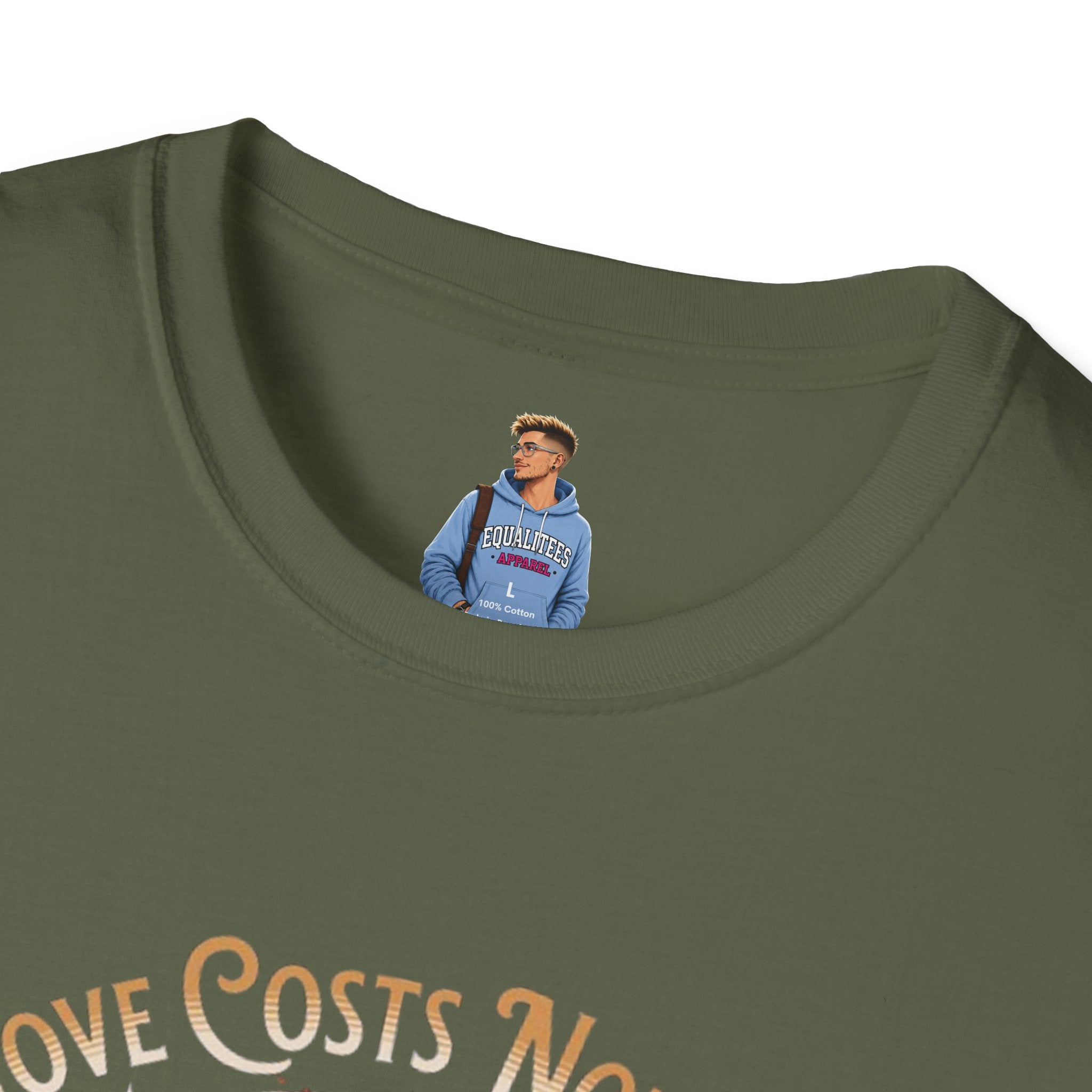 Unisex Softstyle T-Shirt - Love Costs Nothing, Give It Away Floral Peace Design