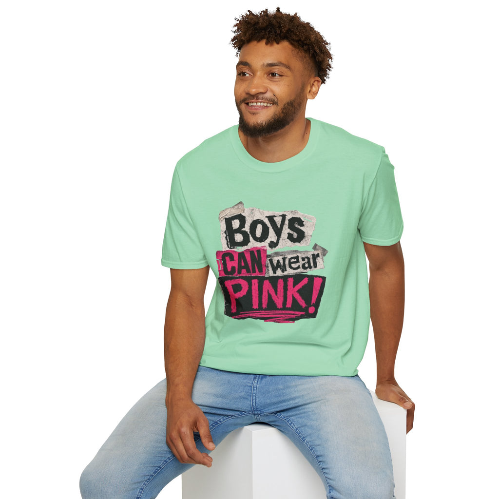 Boys Can Wear Pink T-Shirt — Bold Retro Feminist Graphic Tee