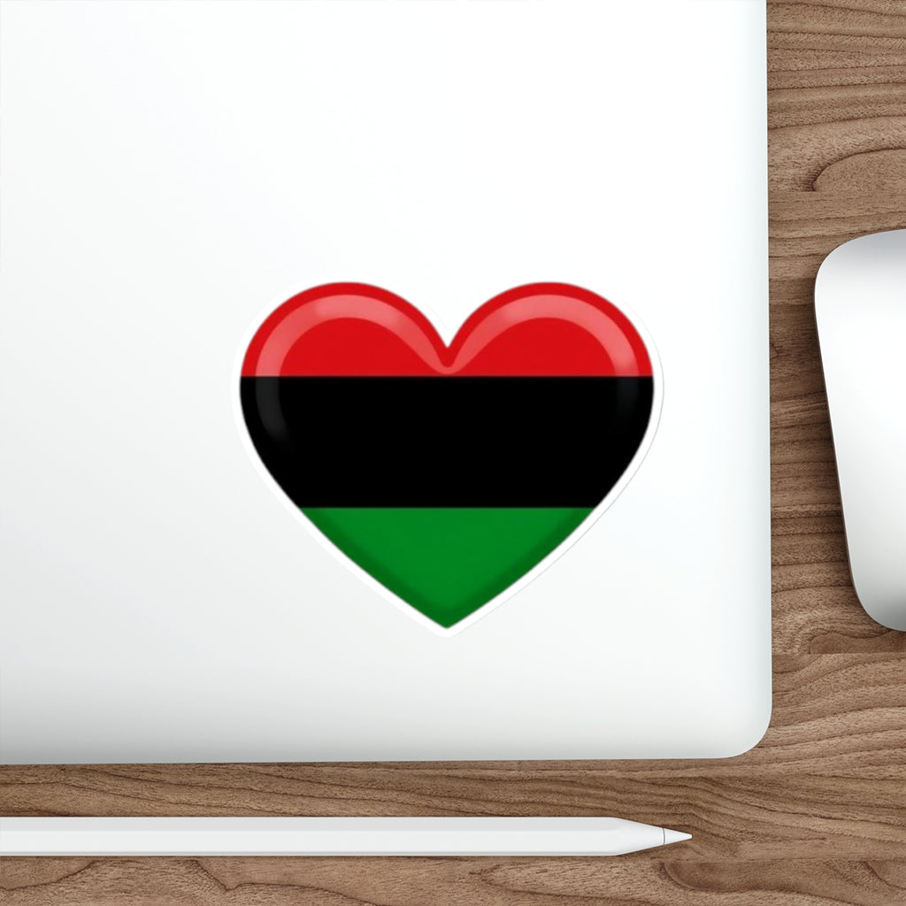Die-Cut Stickers -  Heart design featuring Pan-African Flag Colors