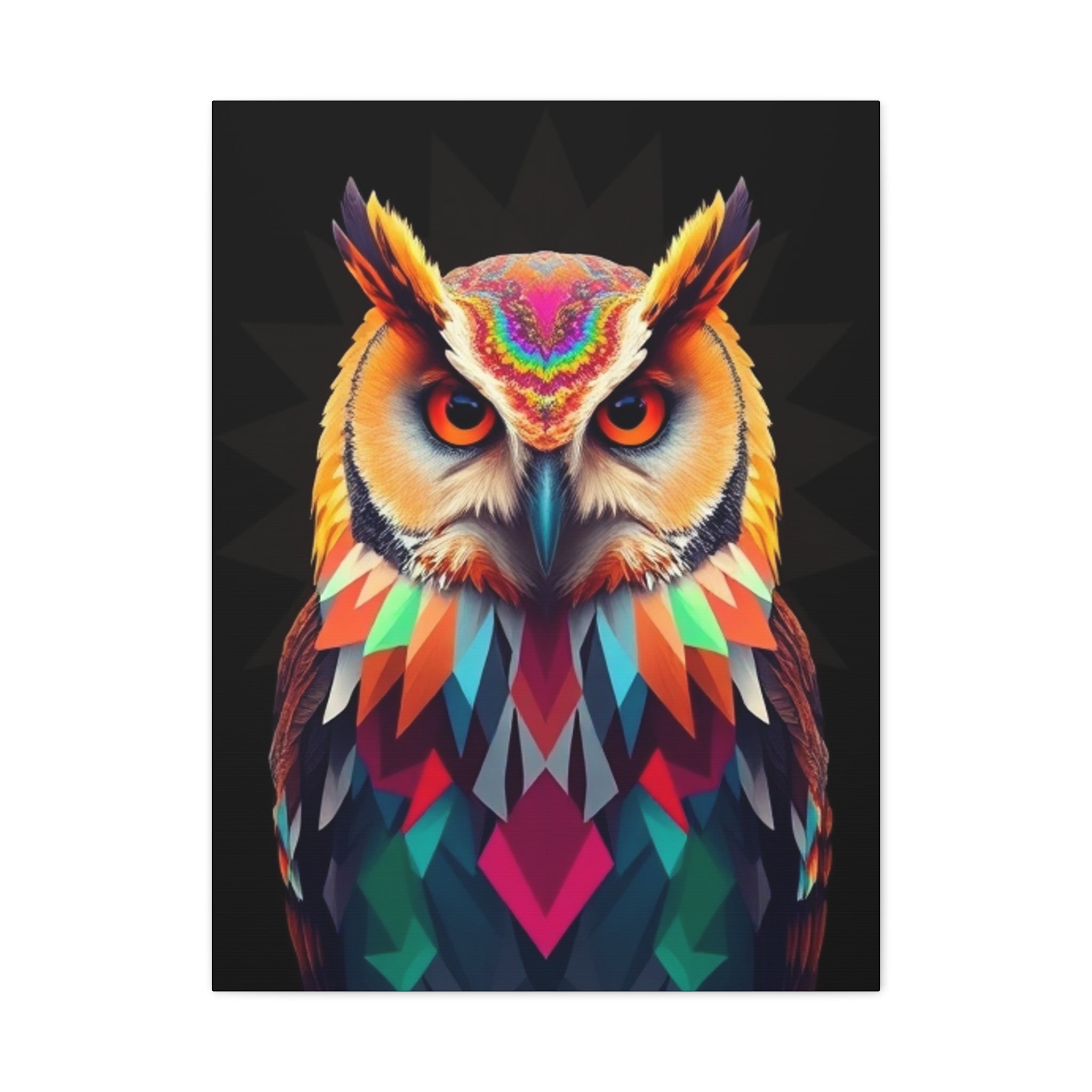 Colorful Owl Canvas Wall Art - 1.25" Stretched Matte
