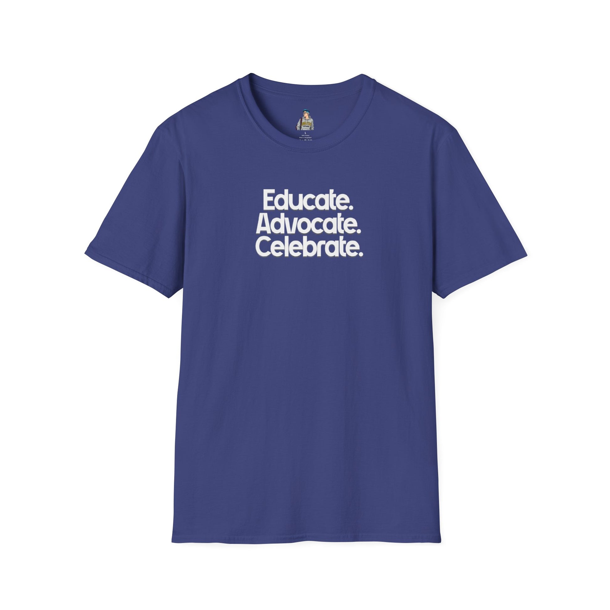 Educate. Advocate. Celebrate. Minimalist Pride T-Shirt