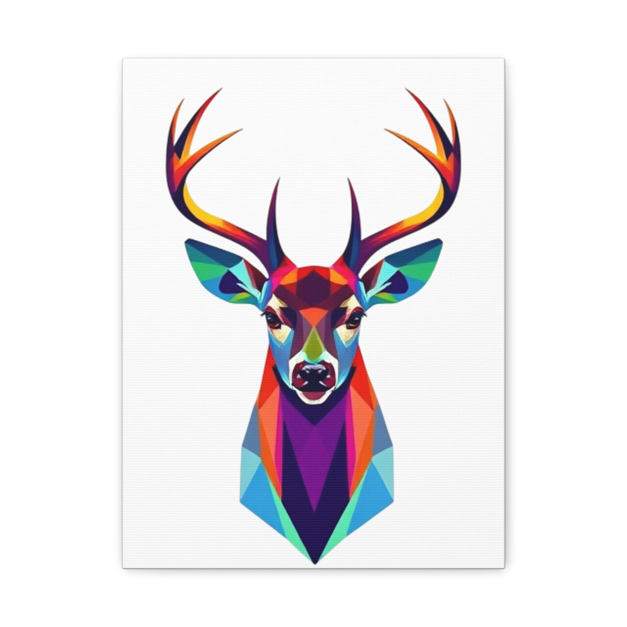 Vibrant Stag Canvas Wall Art - Colorful Geometric Deer Decor