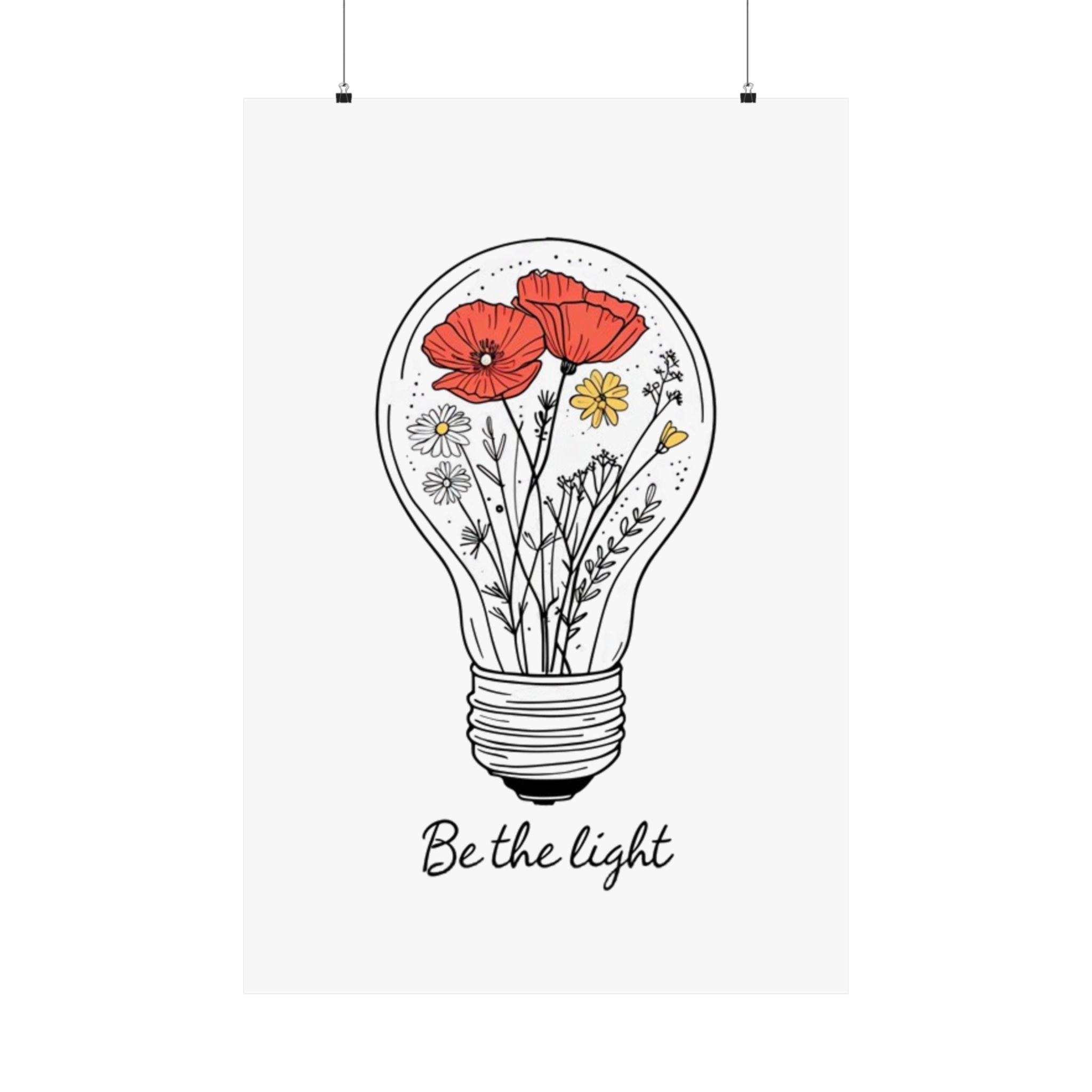 Inspirational Matte Vertical Poster - 'Be the Light'