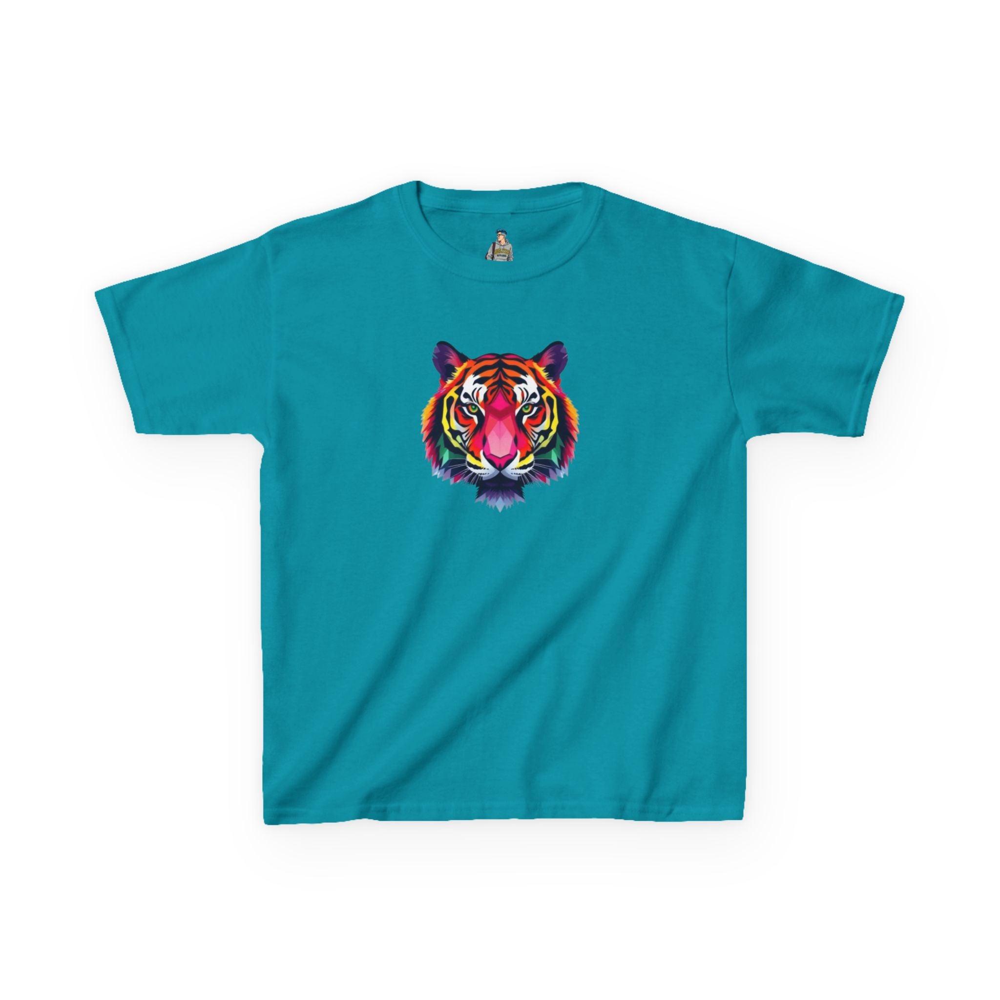 Colorful Fractal Tiger Kids Heavy Cotton Tee