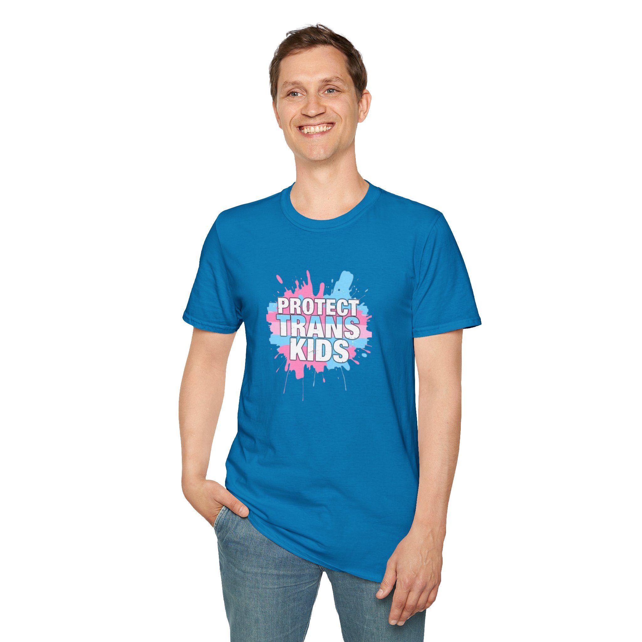 Protect Trans Kids Unisex Softstyle T-Shirt - Supportive LGBTQ+ Apparel