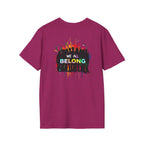 Inclusive Art Unisex Softstyle T-Shirt – ‘ Rainbow Handprint We All Belong’