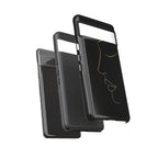 Android OR iPhone Compatible Cases - Gold Line Face Design - Unique Tough Cases