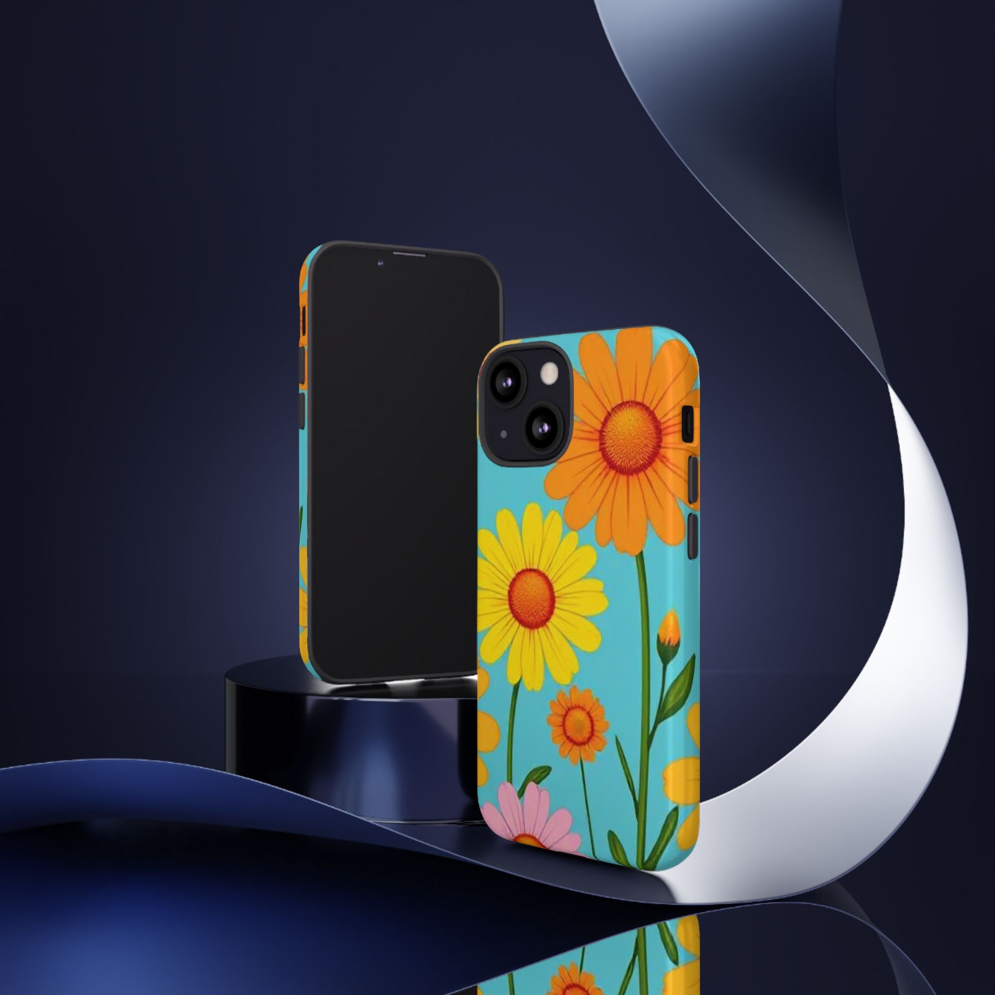 Floral Tough Phone Case for iPhone — Bright Daisy Garden Protective Cover