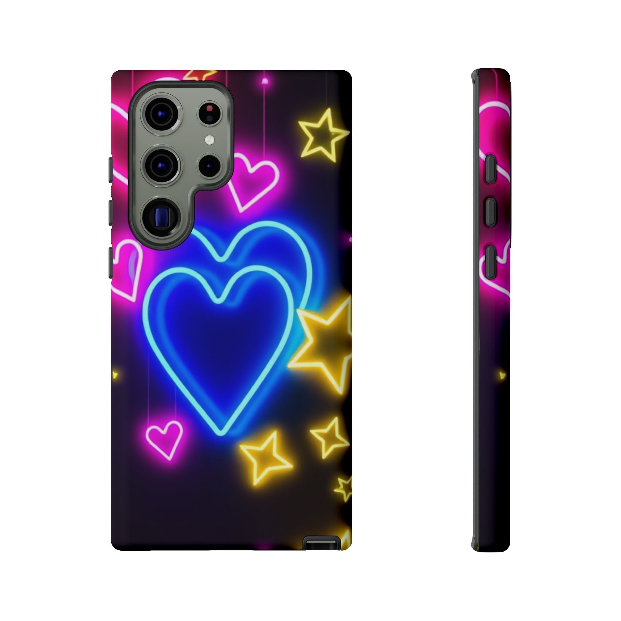 Android OR iPhone Compatible Cases - Neon Love Design - Unique Tough Cases