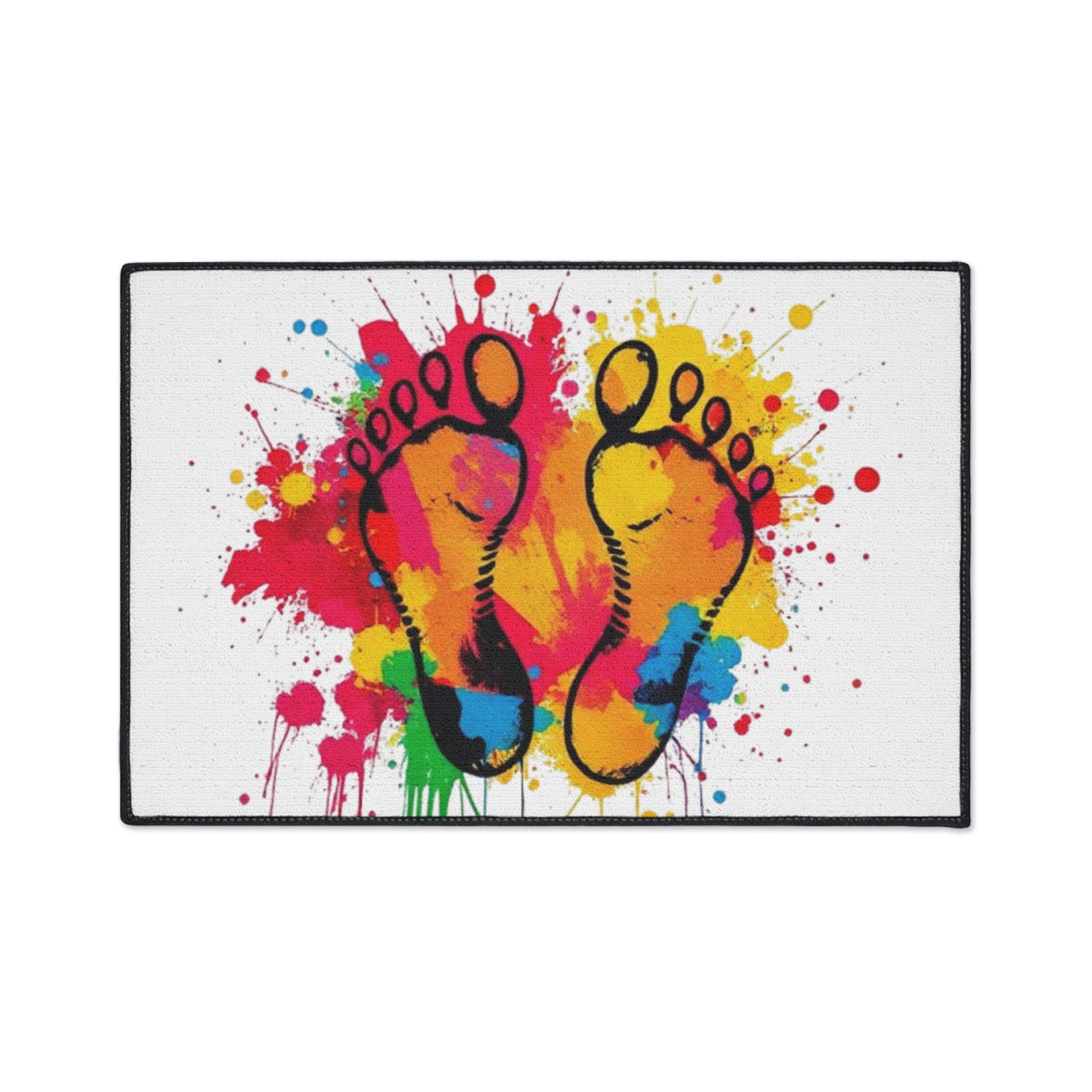 Vibrant Rainbow Footprints Heavy Duty Floor Mat - Artistic Home Decor
