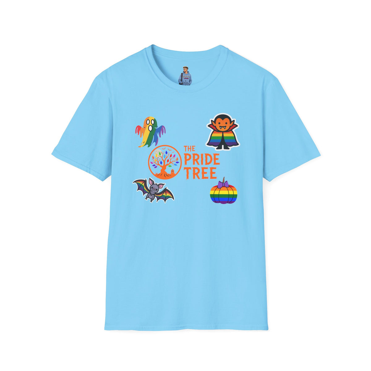 The Pride Tree Halloween T‑Shirt — Rainbow Ghosts, Pumpkins & Bat Graphic Tee