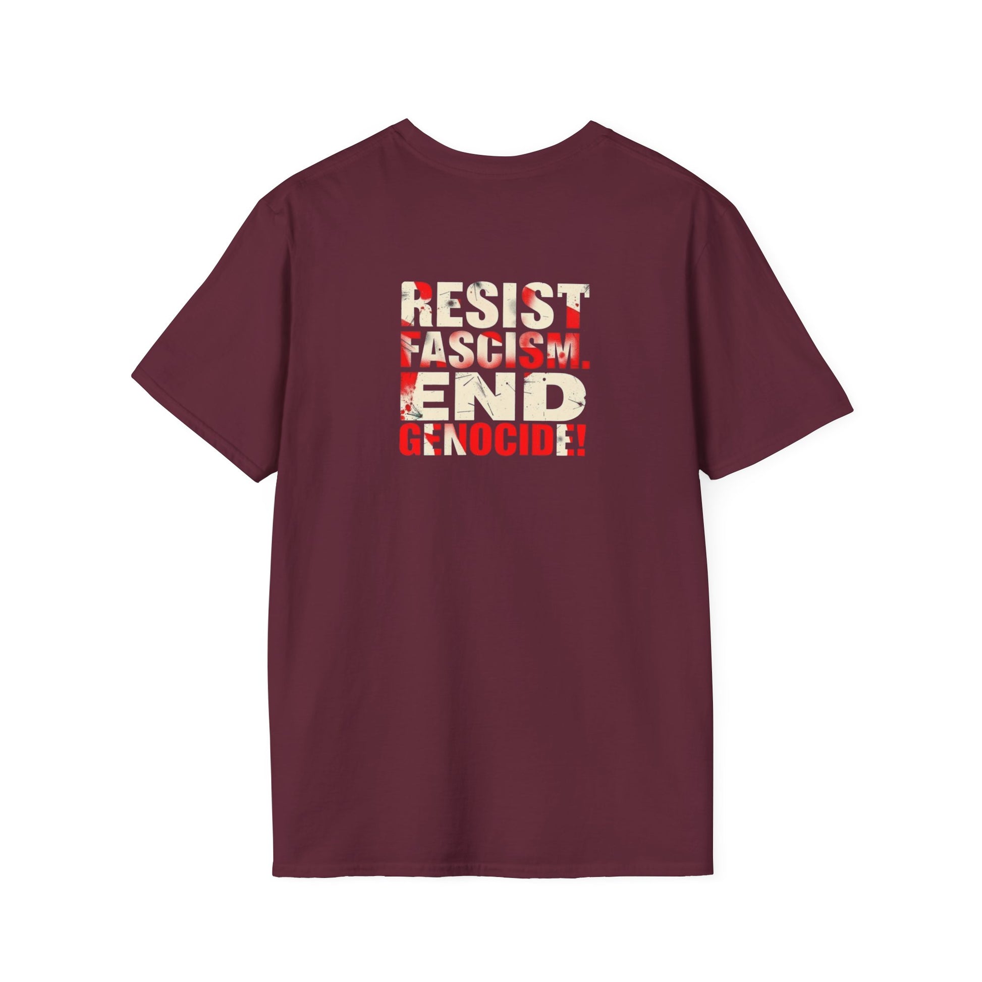 Unisex Softstyle T-Shirt - Never Again Now Means Now. For Everyone! Resist Fascism, End Genocide