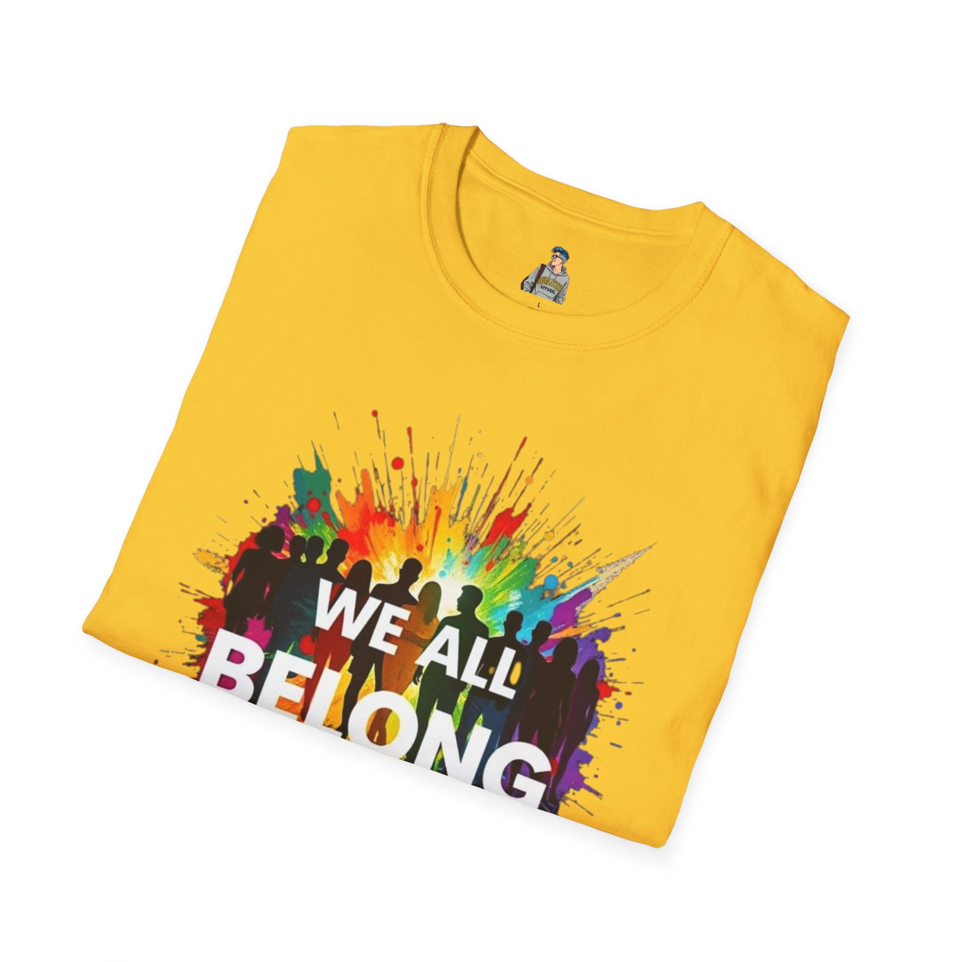 We All Belong Unisex Softstyle T-Shirt - Colorful Pride Tee