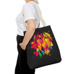 Rainbow Paint Splatter Footprints Tote Bag