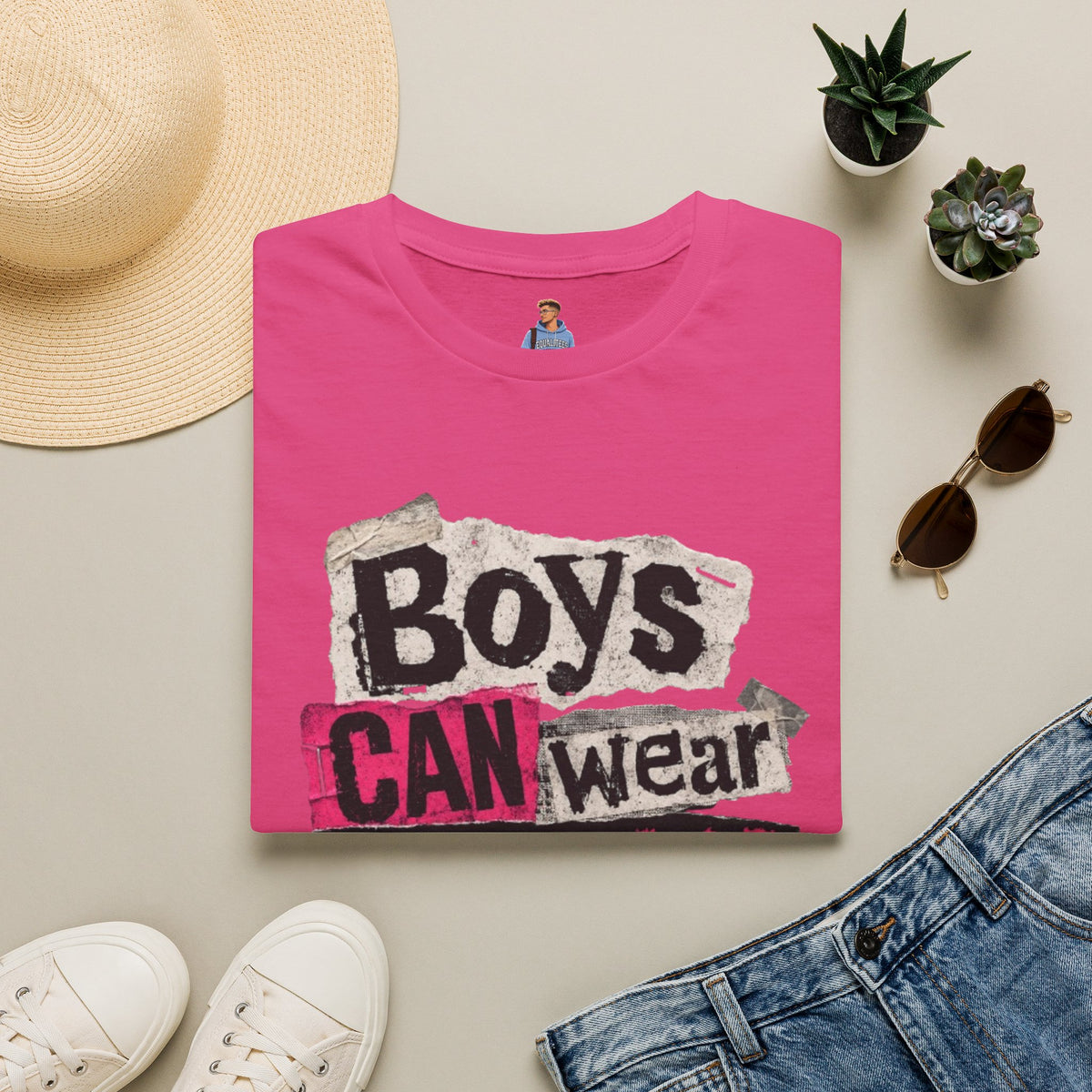 Boys Can Wear Pink T-Shirt — Bold Retro Feminist Graphic Tee