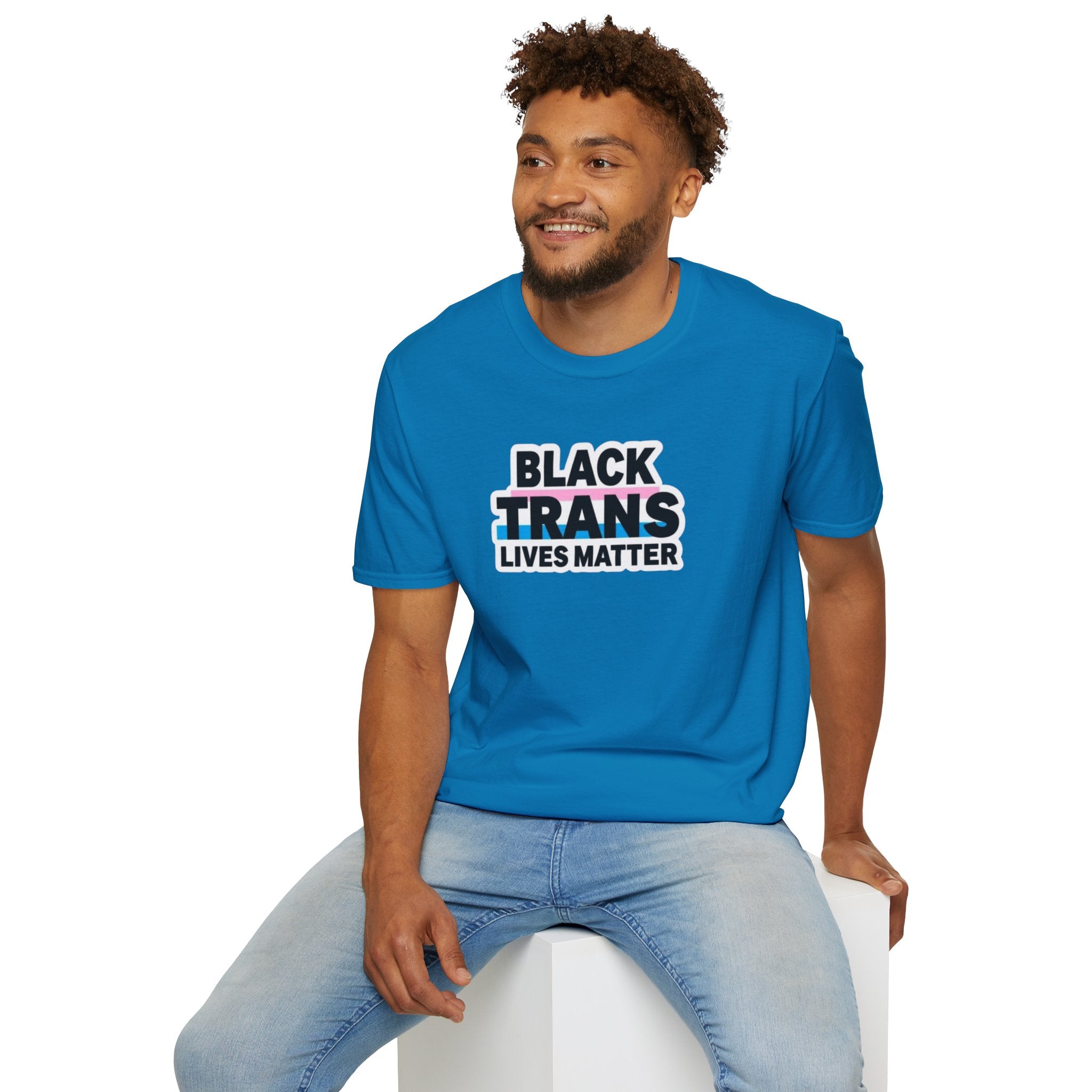 Unisex Softstyle T-Shirt - Black Trans Lives Matter Statement Tee