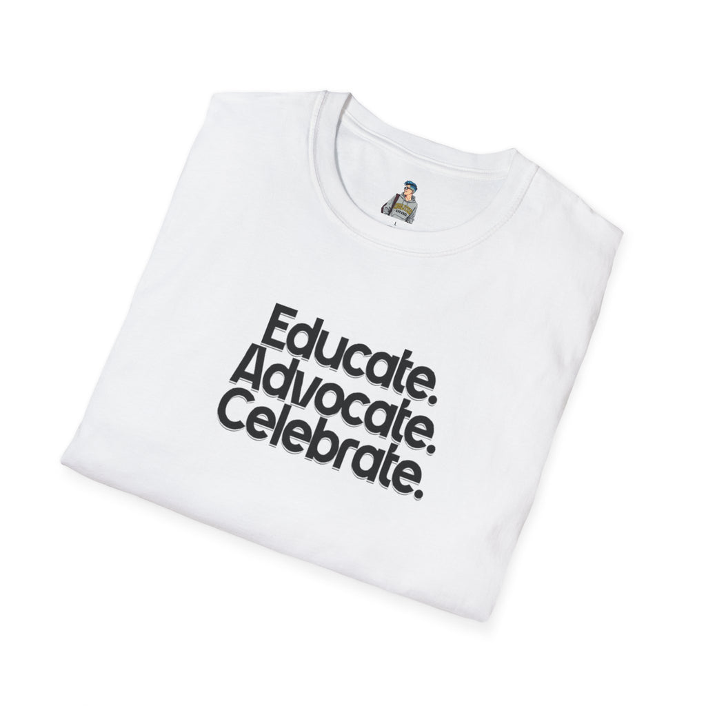 Teacher Advocate T-Shirt - Subtle Pride Educate Advocate Celebrate Design - EqualiTees.Me