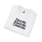 Teacher Advocate T-Shirt - Subtle Pride Educate Advocate Celebrate Design - EqualiTees.Me