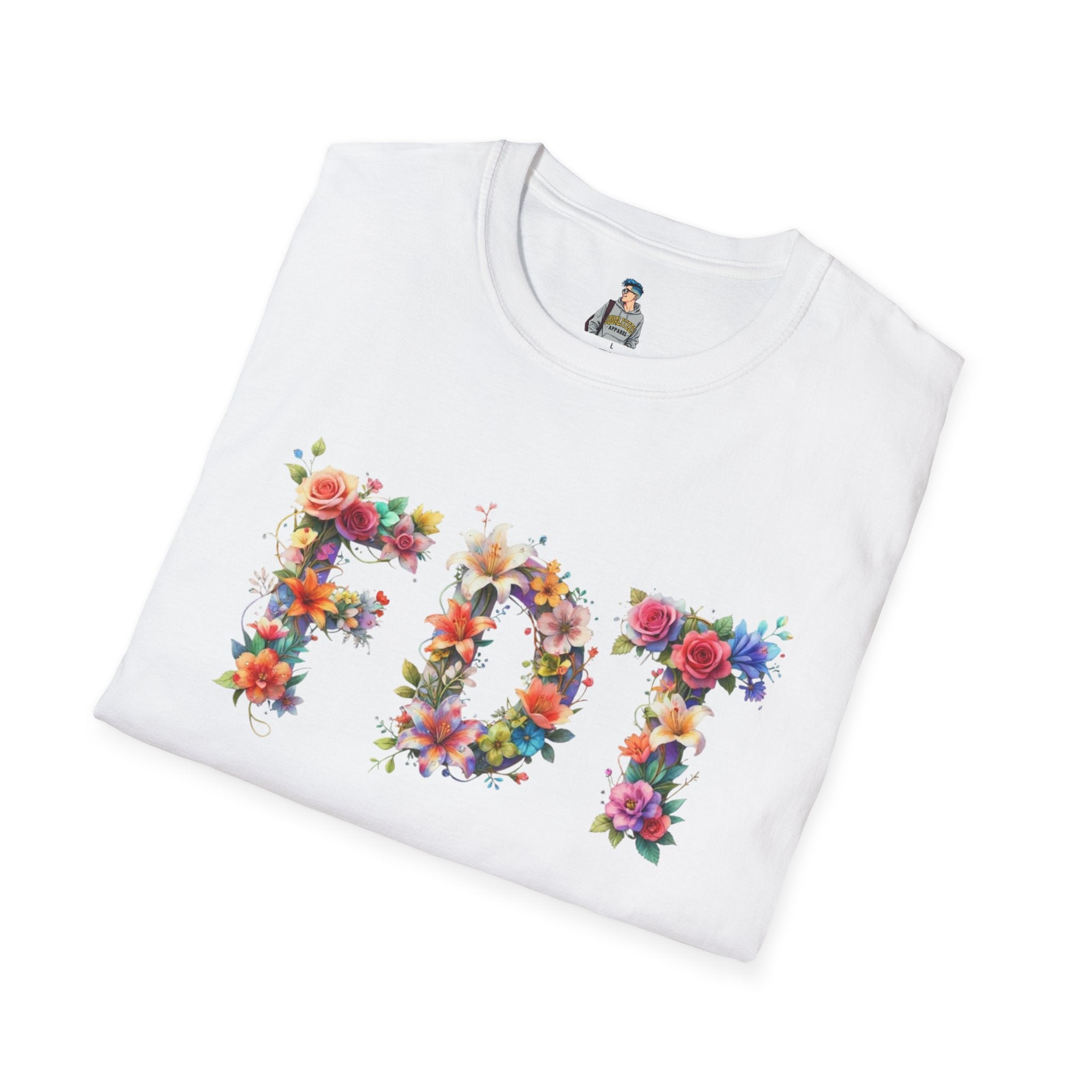 FDT Floral Letter Tee — Bold Floral Typography T-Shirt