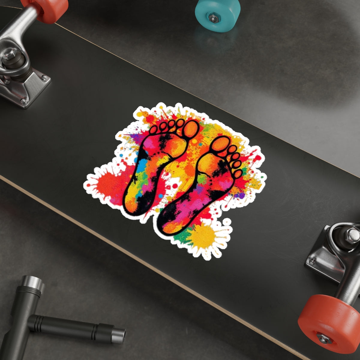 Die-Cut Stickers - Rainbow Feet Splattered Paint