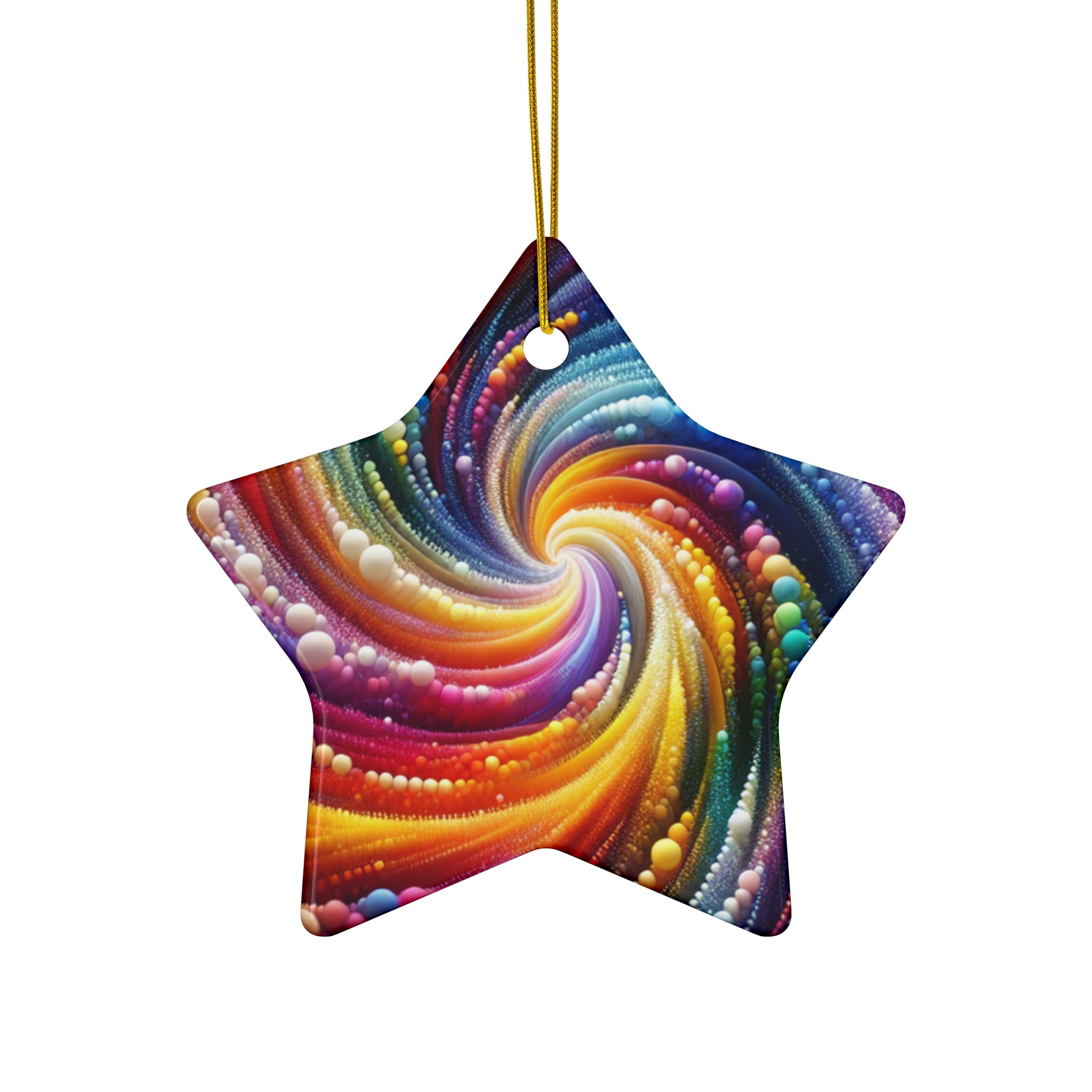 Vibrant Color Swirl Holiday Ceramic Ornaments - 4 Shapes for Festive Decor