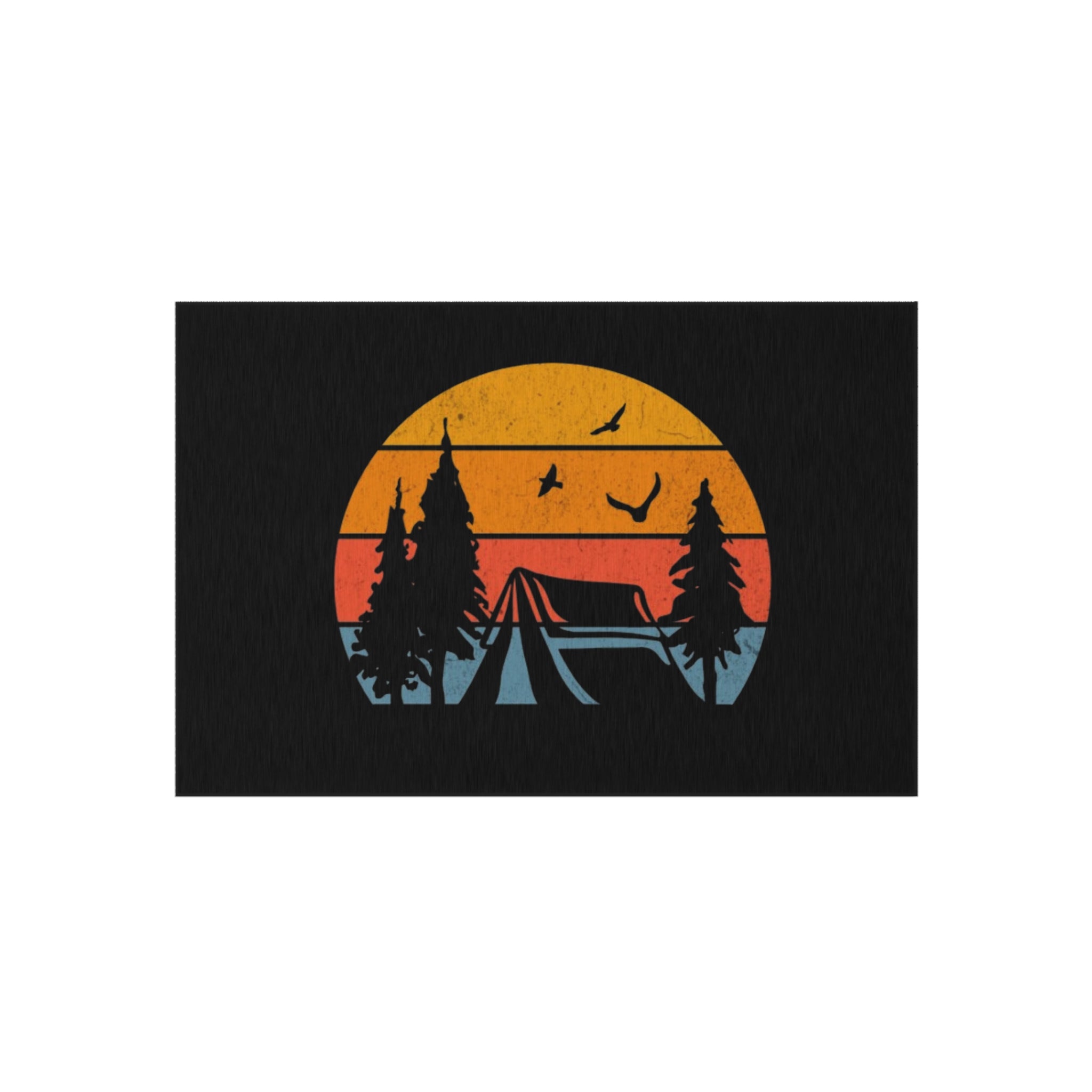 Camping Sunset Scene Outdoor Rug