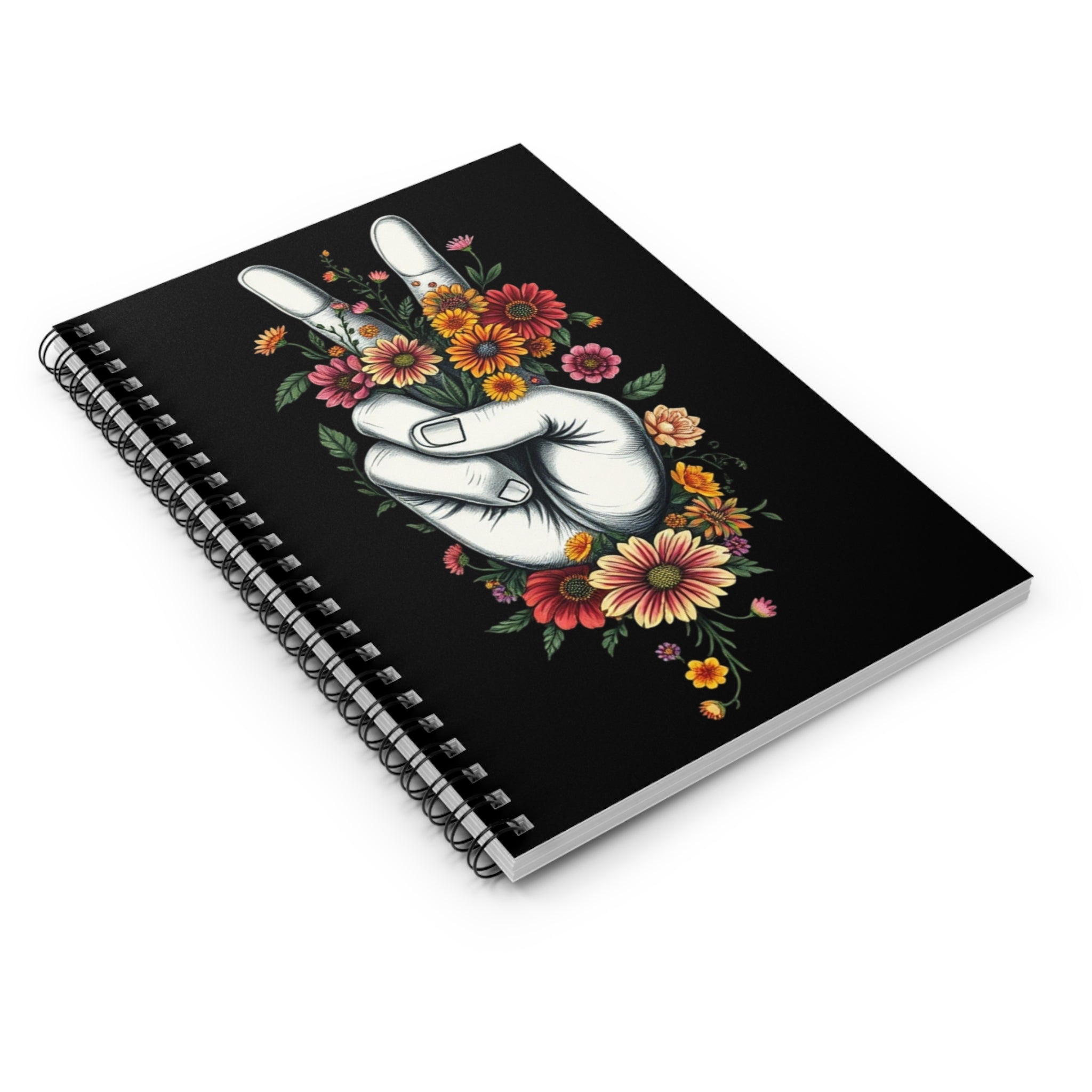 Peaceful Vibes Floral Spiral Notebook - Ruled Lines