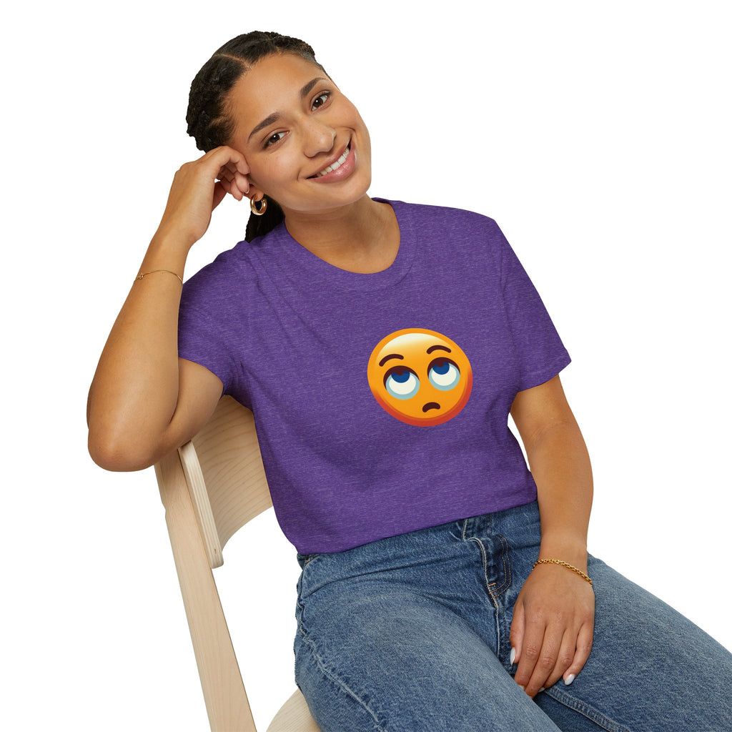 Unisex Softstyle T-Shirt with Eye Roll Emoji | Casual Graphic Tee for Everyday Humor