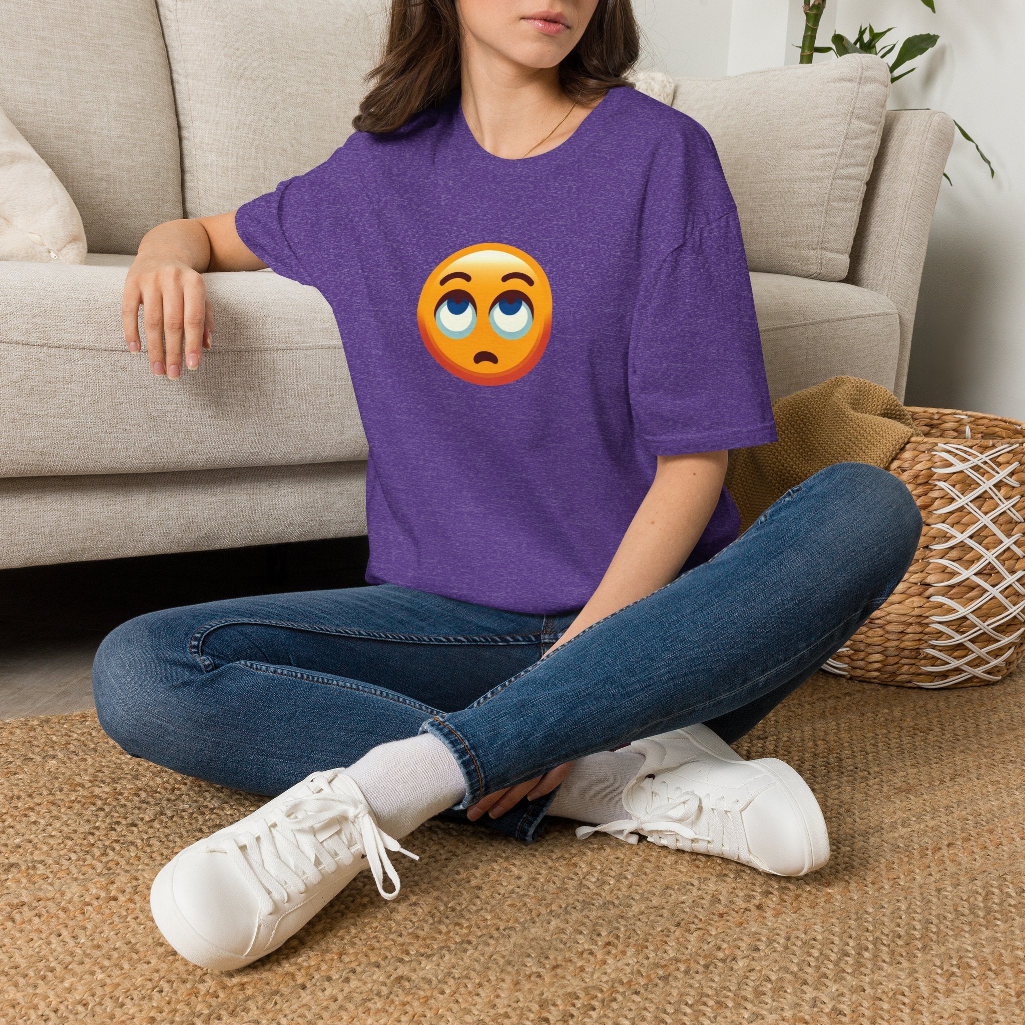 Unisex Softstyle T-Shirt with Eye Roll Emoji | Casual Graphic Tee for Everyday Humor