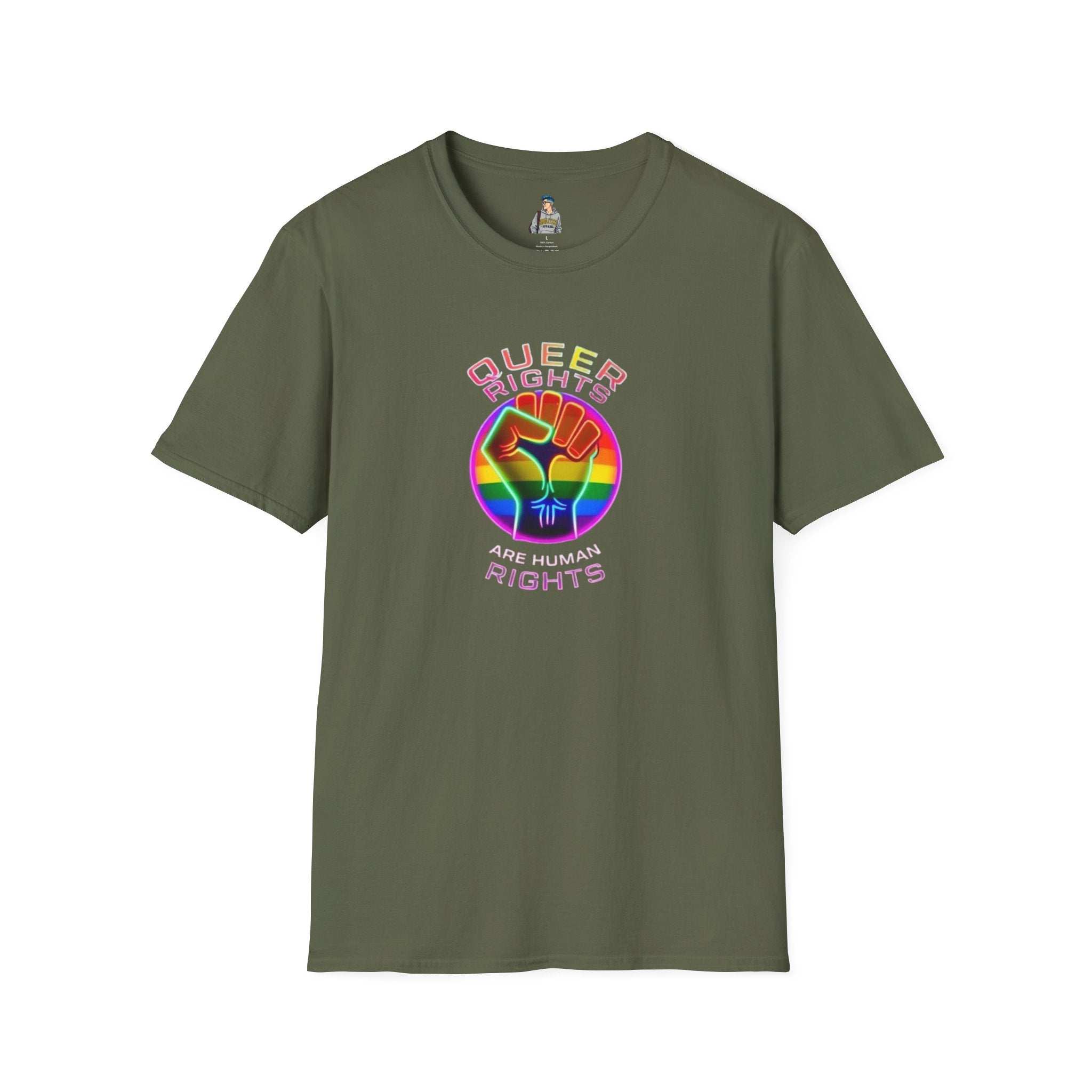 Unisex Softstyle T-Shirt - Queer Rights Are Human Rights Statement Tee