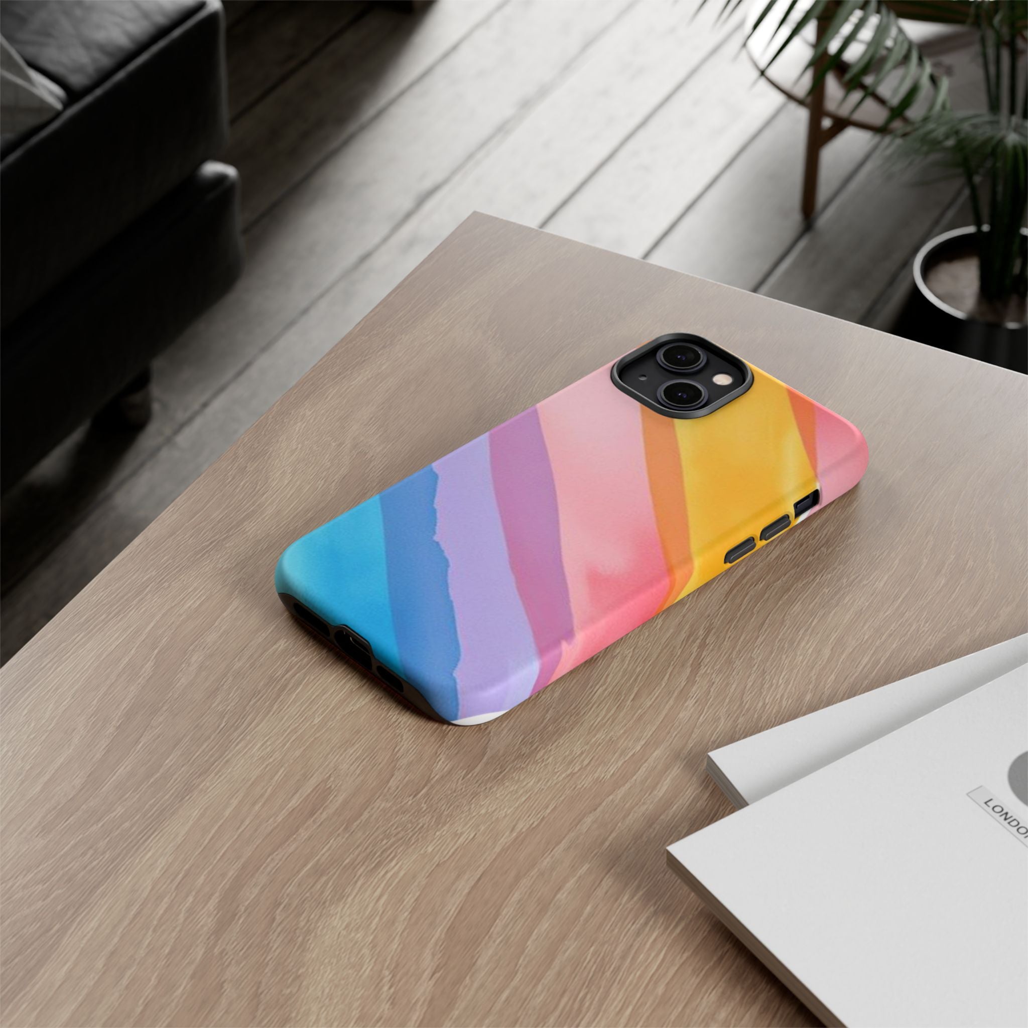 Colorful Diagonal Watercolor Tough Phone Case for iPhone
