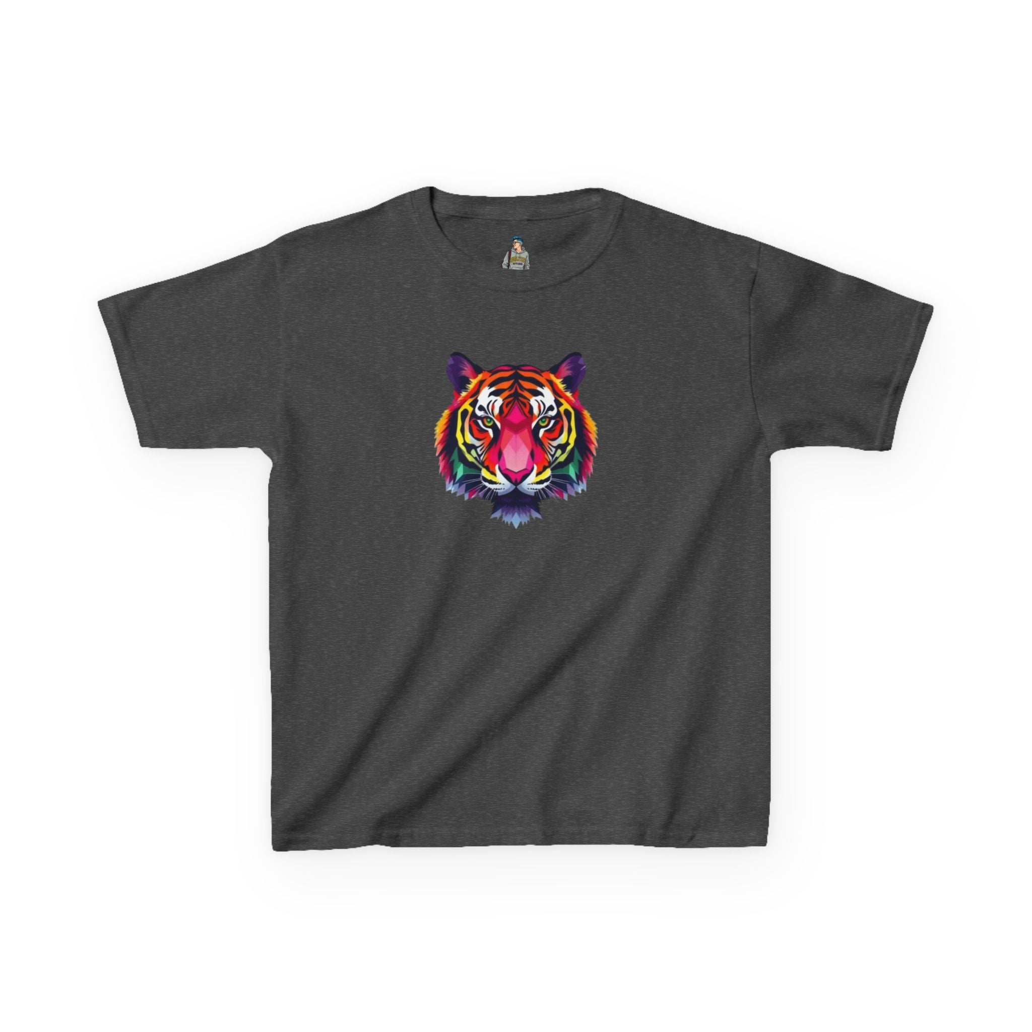 Colorful Fractal Tiger Kids Heavy Cotton Tee