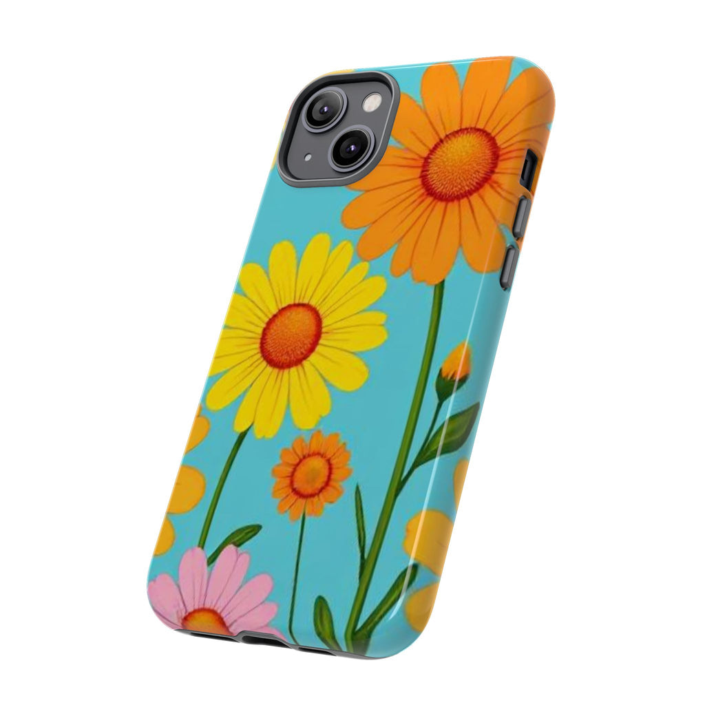 Floral Tough Phone Case for iPhone — Bright Daisy Garden Protective Cover