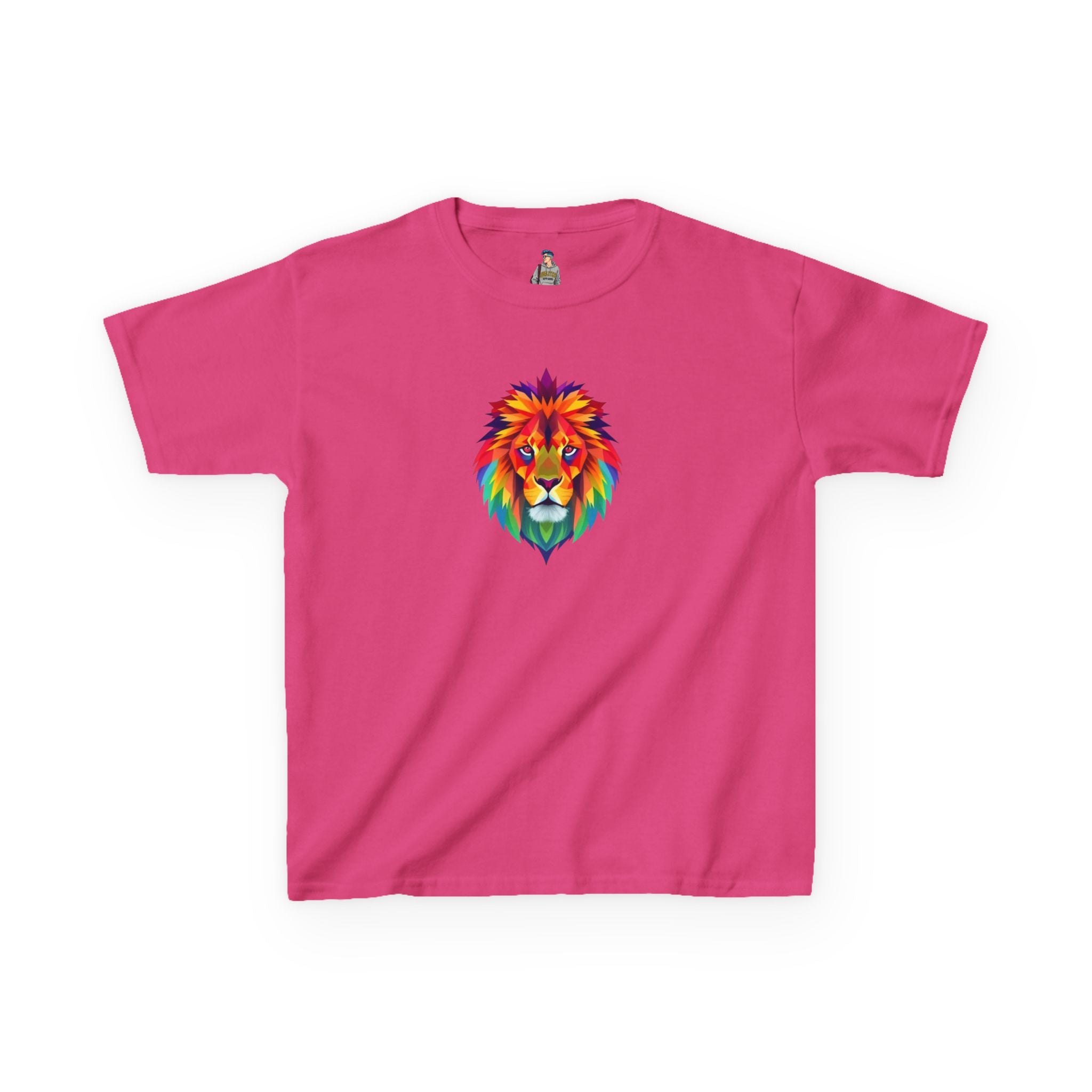 Colorful Fractal Lion Kids Heavy Cotton Tee