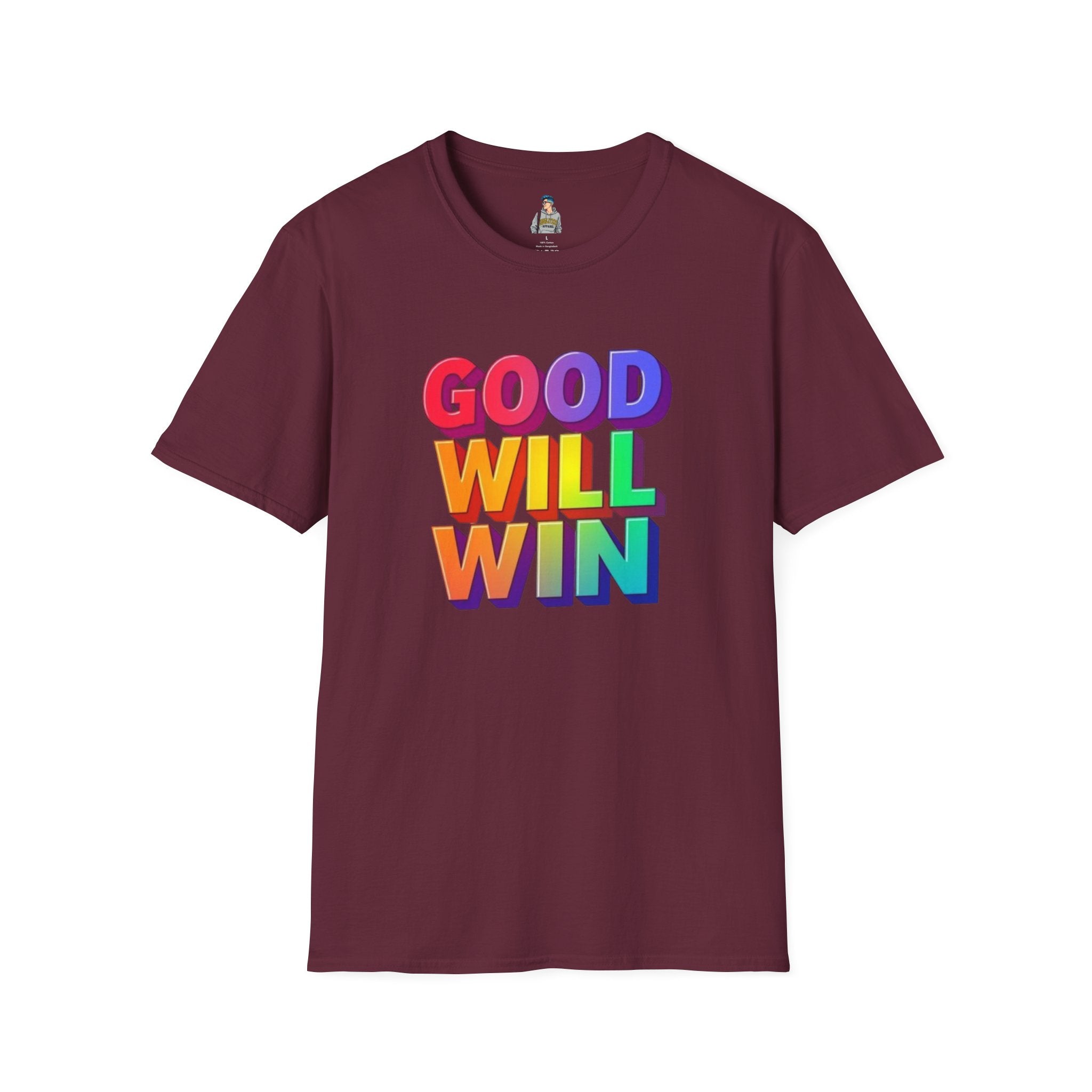 Unisex Softstyle T-Shirt - ' Rainbow Good Will Win' Positive Message Tee