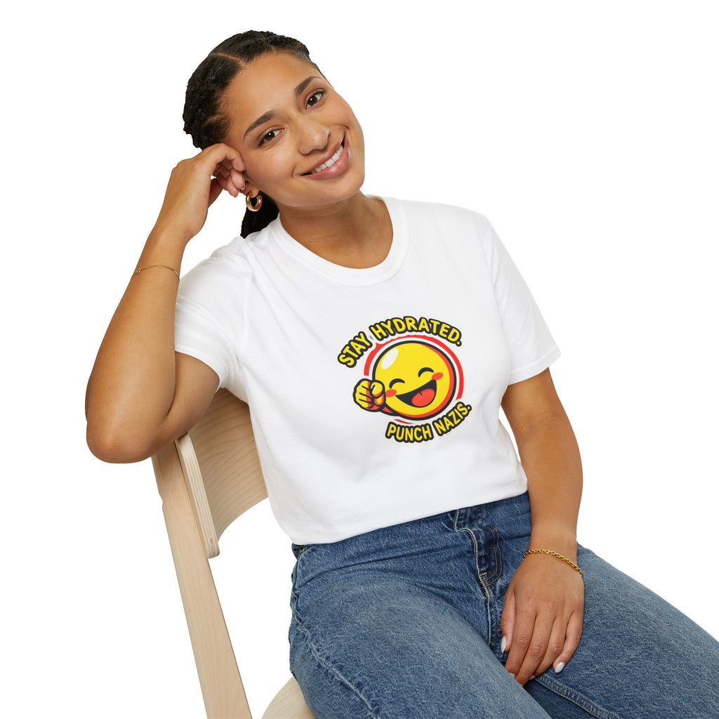 Stay Hydrated, Punch Nazis Funny Emoji T-Shirt
