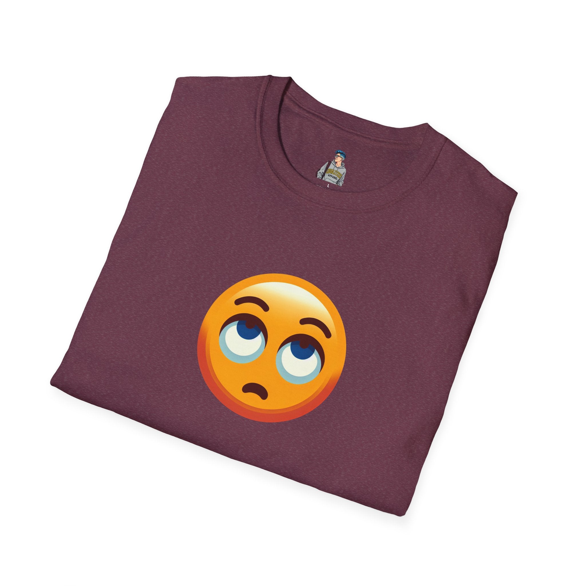 Unisex Softstyle T-Shirt with Eye Roll Emoji | Casual Graphic Tee for Everyday Humor