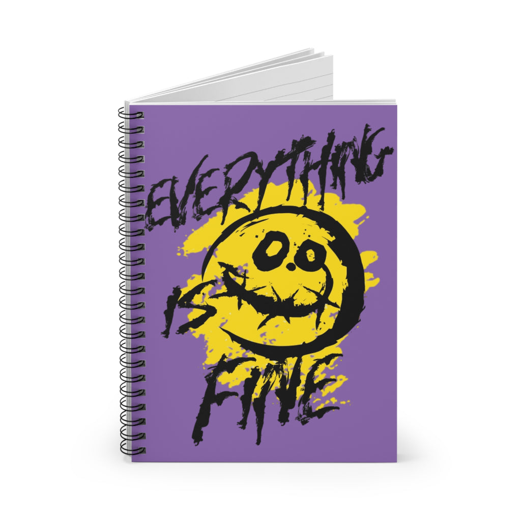 Everything is Fine Spiral Notebook - Purple Grunge Design