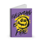 Everything is Fine Spiral Notebook - Purple Grunge Design