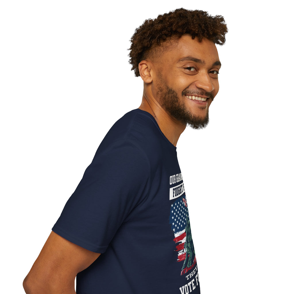Unisex Softstyle T-Shirt: 'Our Grandparents Fought Fascists' Patriotic Tee