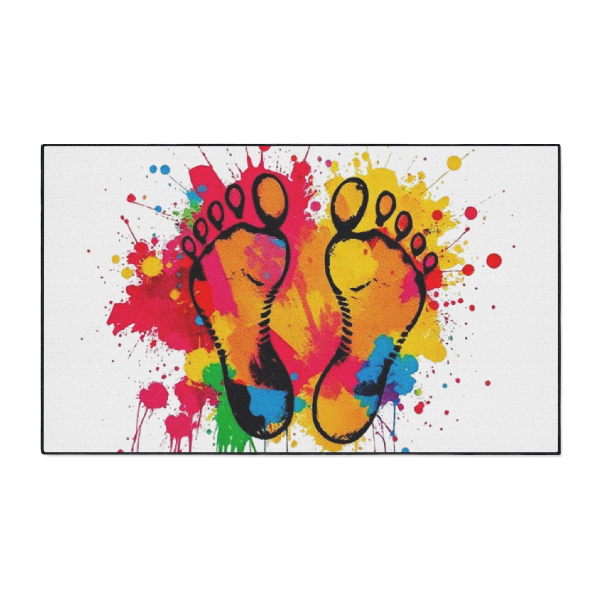 Vibrant Rainbow Footprints Heavy Duty Floor Mat - Artistic Home Decor