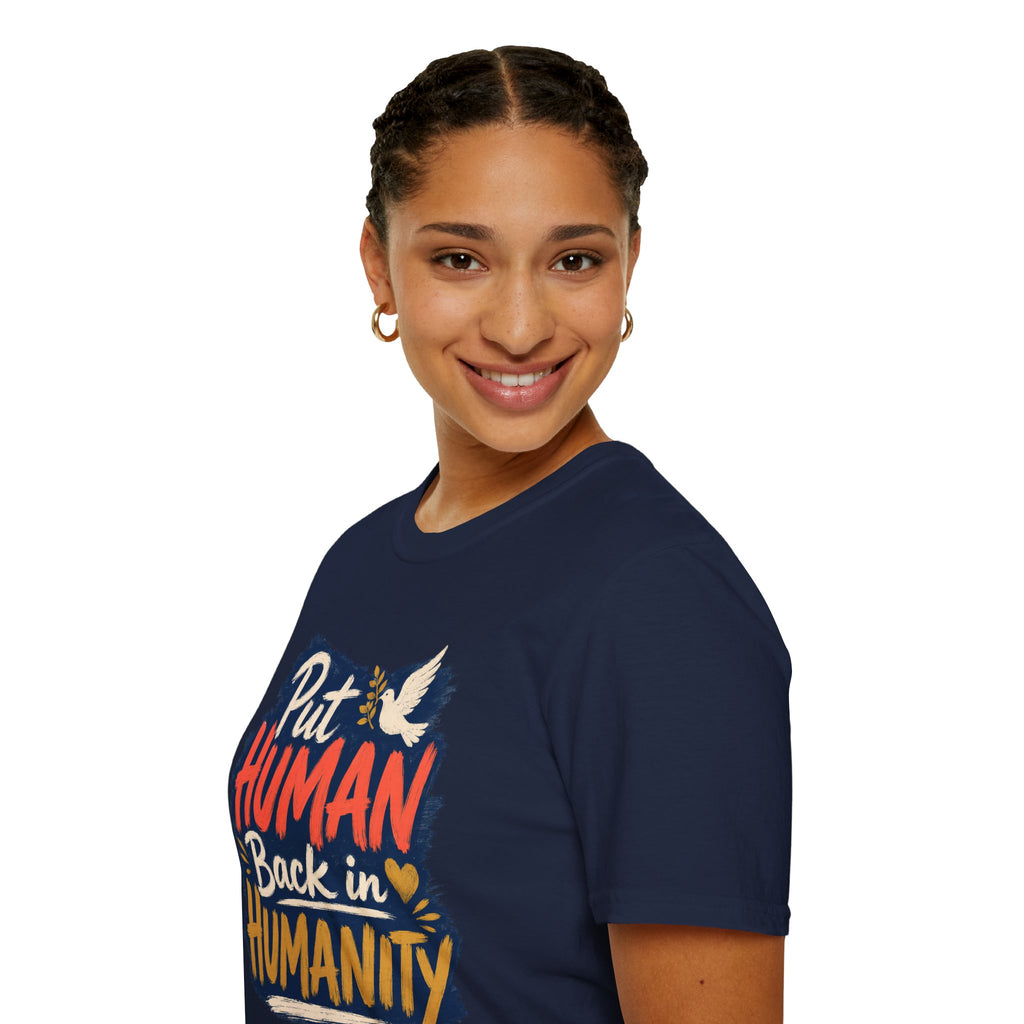 Put Human Back in Humanity T-Shirt — Inspirational Peace Dove Tee