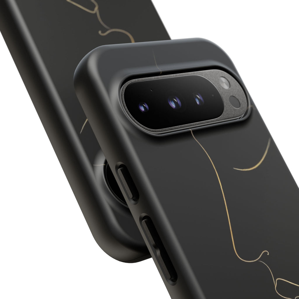 Android OR iPhone Compatible Cases - Gold Line Face Design - Unique Tough Cases
