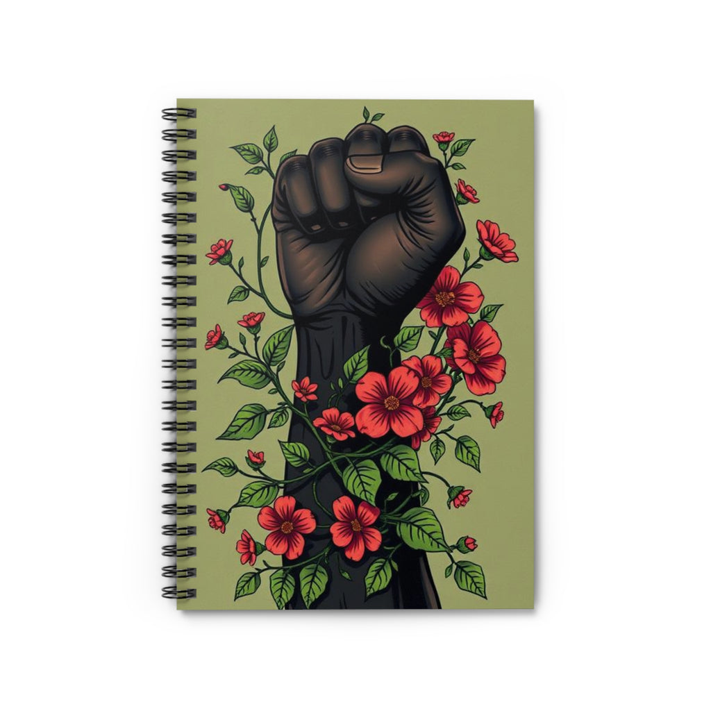 Empowerment Spiral Notebook - Ruled Lines with Floral Fist Design